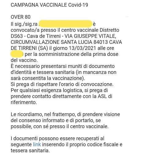 Vaccinazione Cava, Trezza denuncia: «Sbagliate prime 100 email di convocazione» [FOTO]