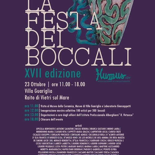 Vietri sul Mare, 23 ottobre ritorna a Villa Guariglia la Festa dei Boccali