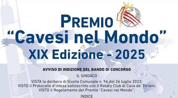 Avviata la procedura per il Premio Cavesi nel Mondo XIX Edizione - 2025