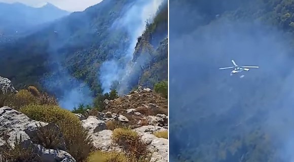 L'incendio a Tramonti si propaga anche sul versante cavese: fiamme a Monte Finestra 