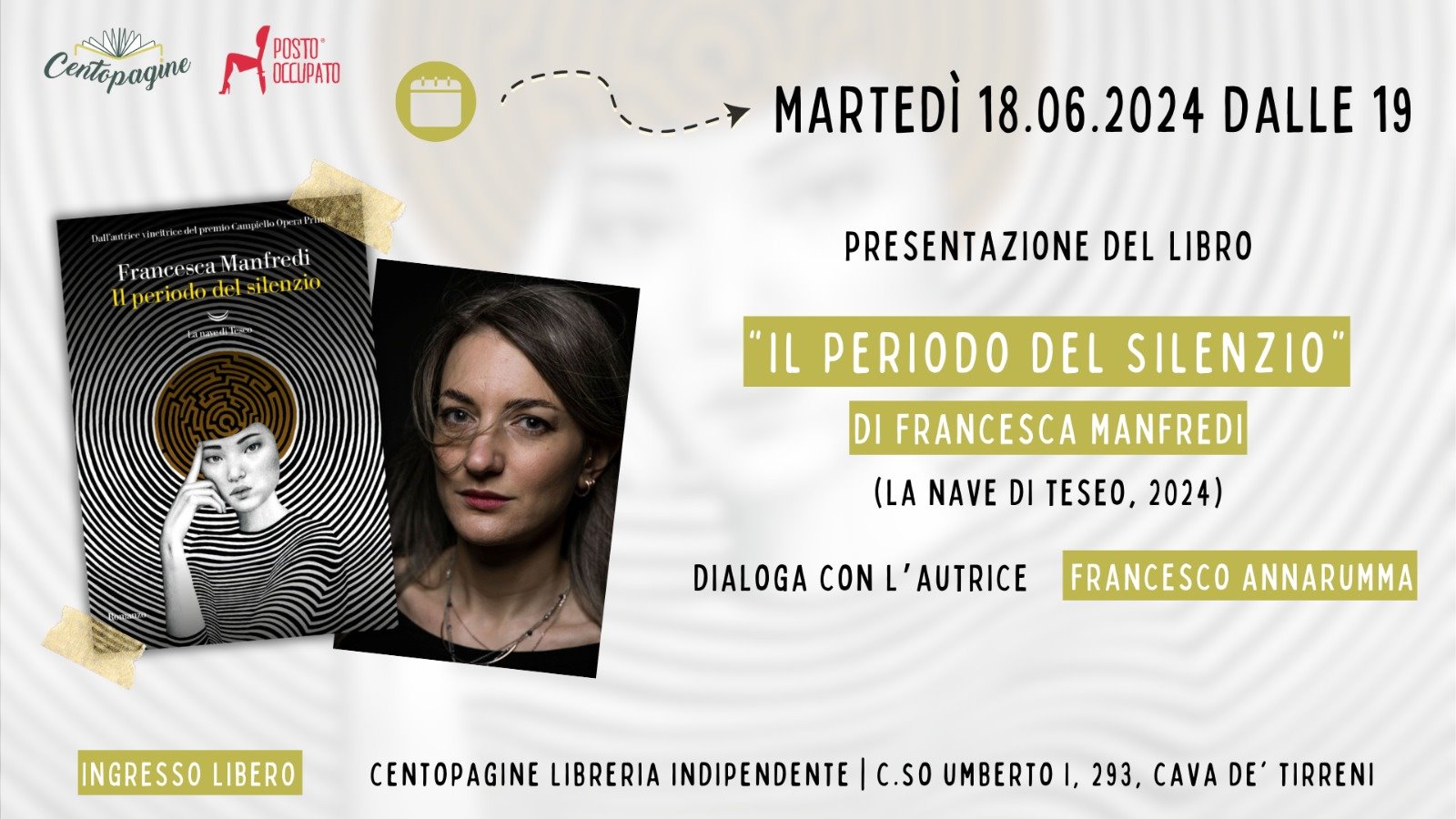 Il Portico - Francesca Manfredi porta il suo ultimo lavoro "Il periodo del  silenzio" alla libreria Centopagine